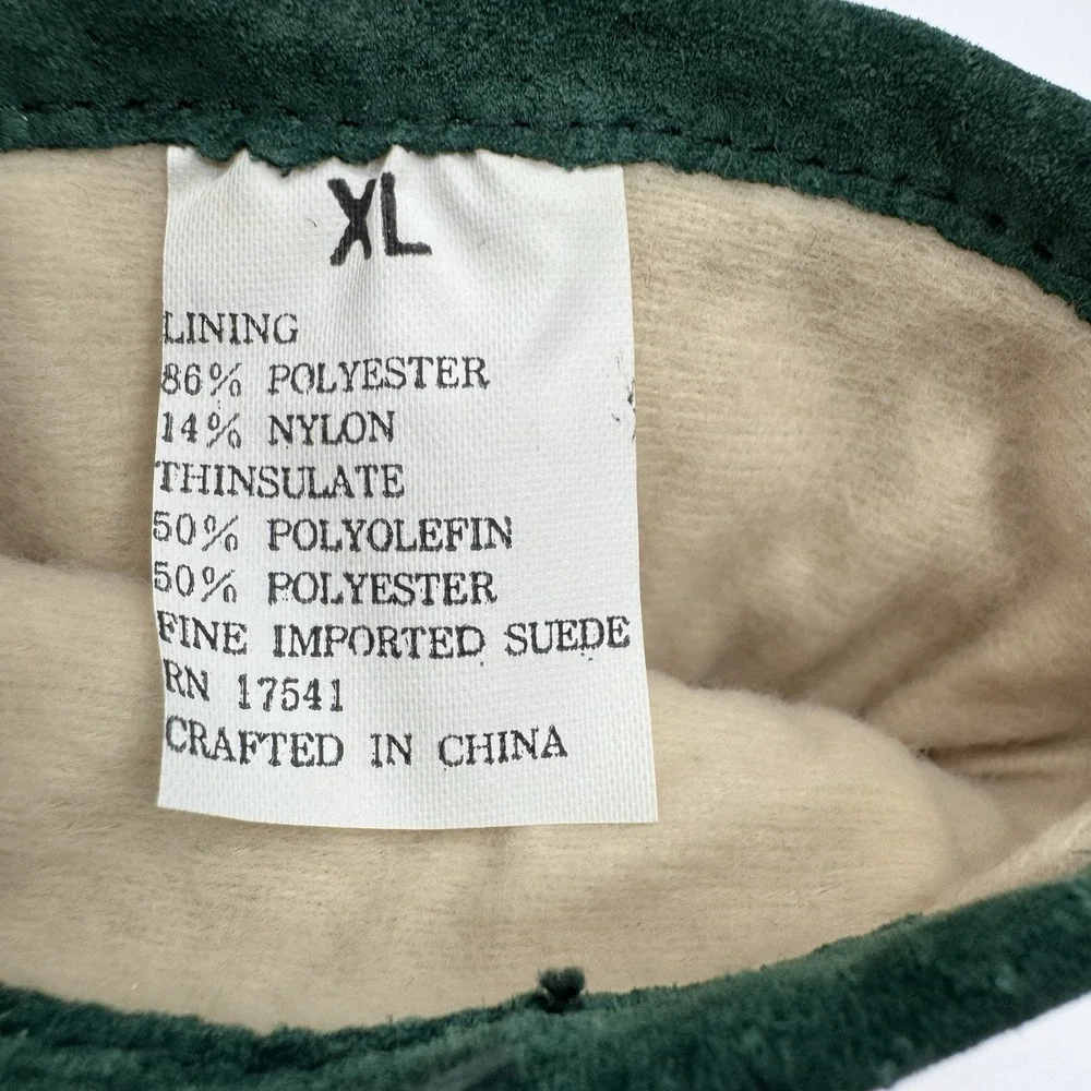 Vintage Fownes Suede Gloves Women XL Forest Green Fleece Line Leather Thinsulate